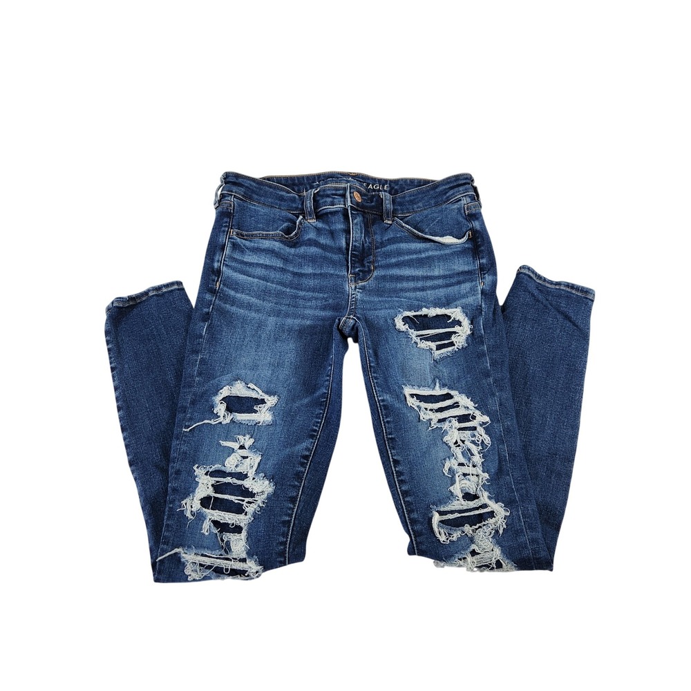 American Eagle Next Level Stretch Distressed Jegging Dark Wash Women‎ Size 6 Reg